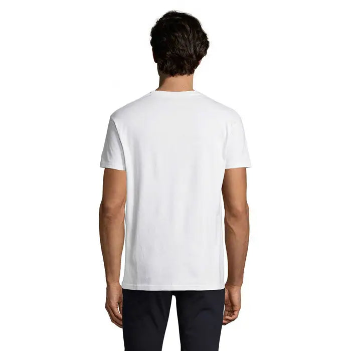 Tricou imperial men 190g alb din bumbac cu guler rotund clasic si maneci scurte