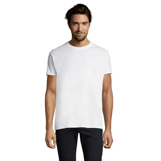 Tricou imperial men 190g alb bumbac cu decolteu rotund simplu pentru barbati