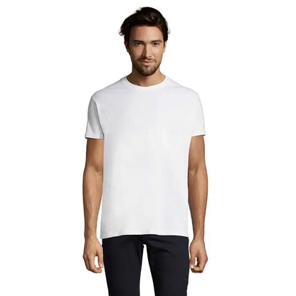 Tricou imperial men 190g alb cu guler rotund din bumbac pentru bărbați