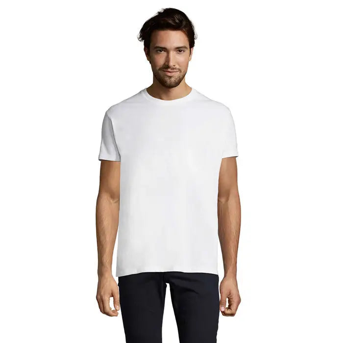 Tricou imperial men 190g bumbac alb cu guler rotund pentru bărbați, confortabil și casual