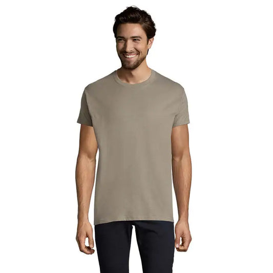 Tricou imperial men 190g bărbați bej cu gât rotund din material moale și neted cu design simplu