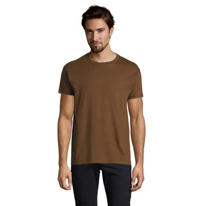 Tricou imperial men 190g bărbați maro din bumbac cu guler rotund clasic și mâneci scurte