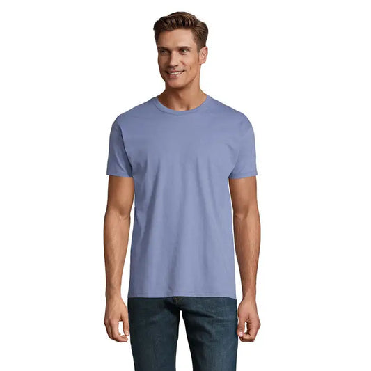 Tricou imperial men 190g bărbați albastru deschis cu decolteu rotund mâneci scurte din bumbac moale
