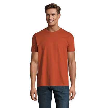 Tricou imperial men 190g pentru bărbați în culoarea portocaliu solid cu guler rotund din material rezistent