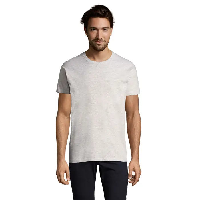 Tricou imperial men 190g barbati gri deschis cu maneci scurte si textura subtire la atingere