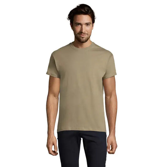 Tricou imperial men olive verde fason crew neck maneca scurta din bumbac moale 190g