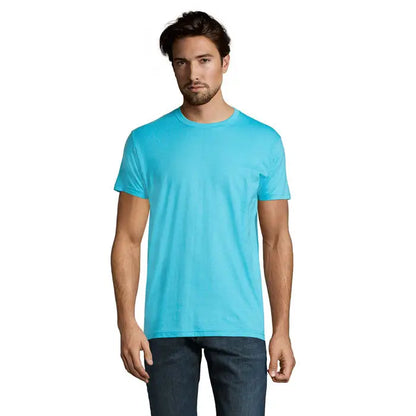 Tricou imperial men 190g bărbați albastru deschis din bumbac moale cu guler rotund