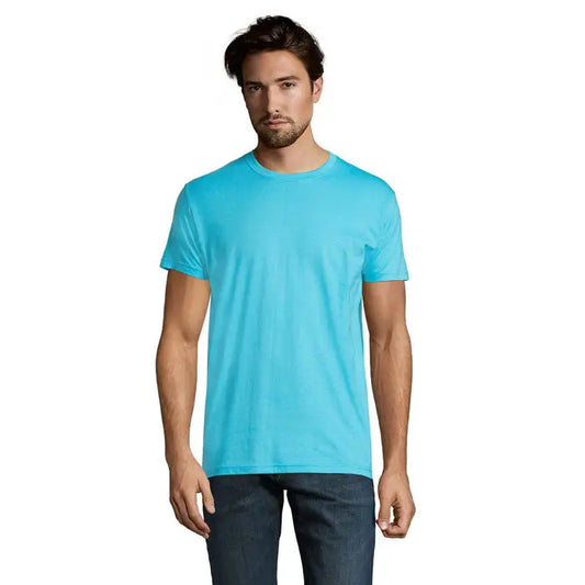 Tricou imperial men 190g bărbați albastru deschis din bumbac moale cu guler rotund