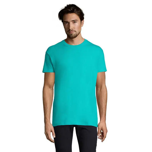 Tricou imperial men 190g bărbați solid bleu cu guler rotund și mâneci scurte din material de 190g