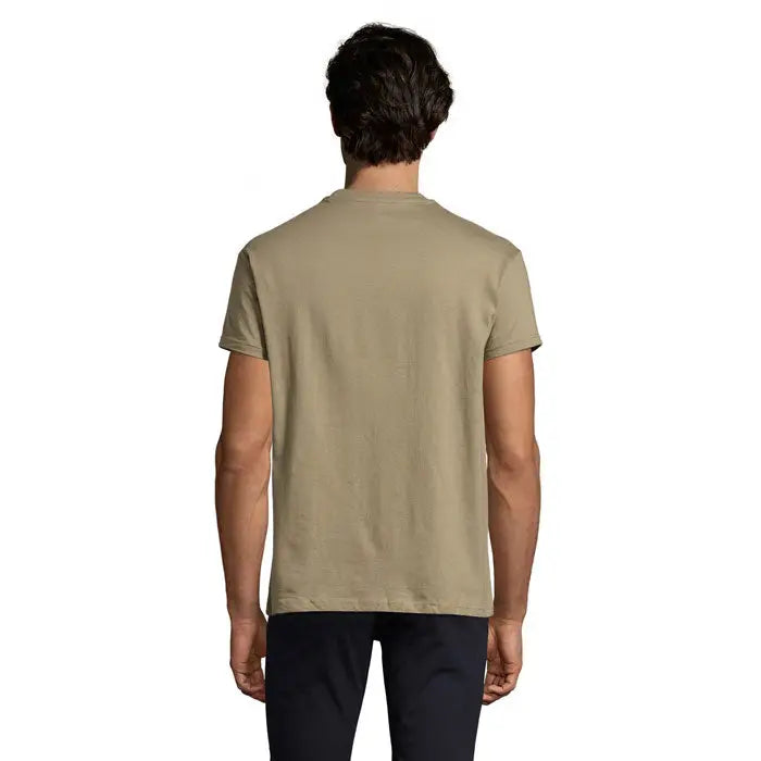 Tricou imperial men 190g din bumbac bej cu guler rotund si maneci scurte
