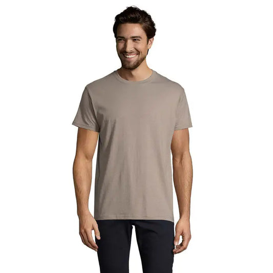 Tricou imperial men 190g bărbați bej din bumbac cu guler rotund simplu