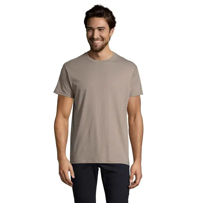 Tricou imperial men 190g bej din bumbac cu guler rotund perfect pentru uz zilnic