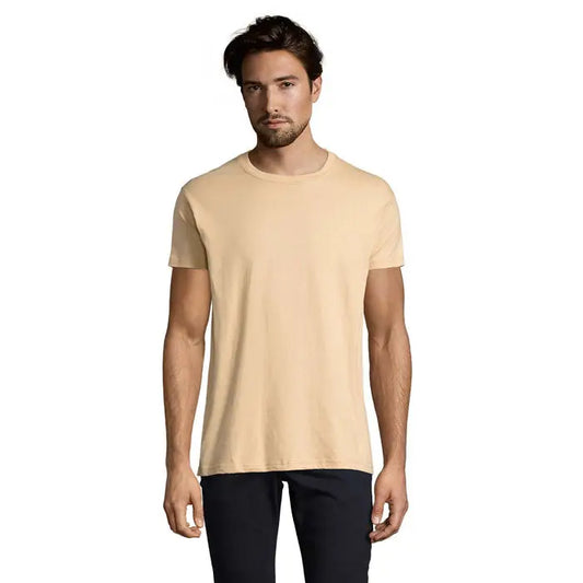 Tricou imperial men 190g bej din bumbac cu guler rotund pentru barbati