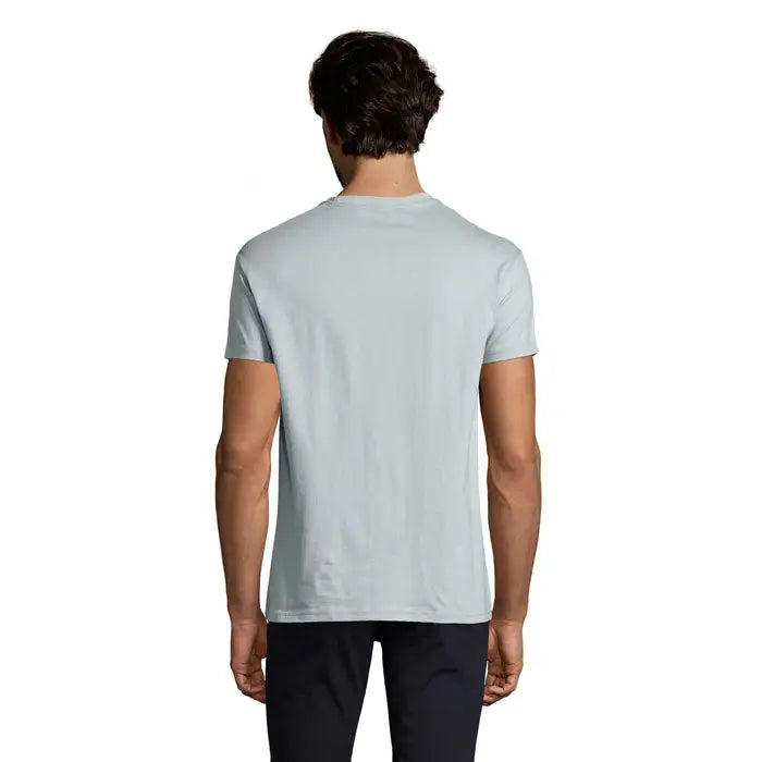 Tricou imperial men 190g din bumbac albastru deschis cu gat rotund simplu si maneci scurte