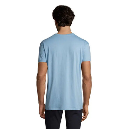 Tricou imperial men 190g albastru deschis din bumbac cu guler simplu si maneci scurte
