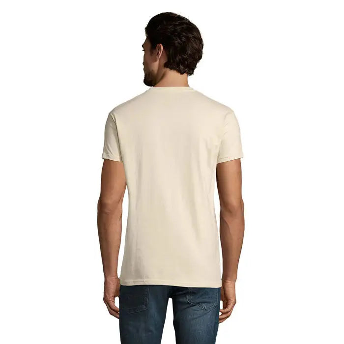 Tricou imperial men 190g crem scurt cu mâneci din bumbac cu guler rotund clasic