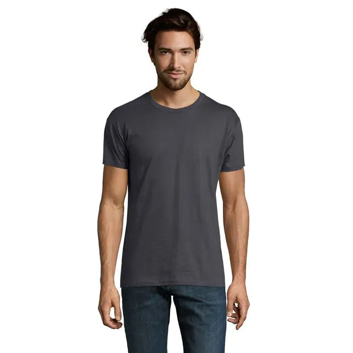 Tricou imperial men 190g gri închis din bumbac cu guler rotund pentru bărbați