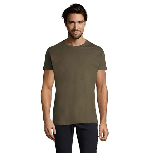 Tricou imperial men 190g kaki din bumbac cu guler rotund pentru barbati