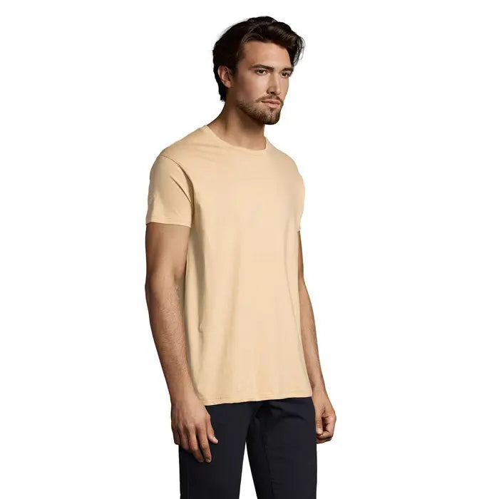 Tricou imperial men 190g bărbați bej din bumbac cu guler rotund simplu