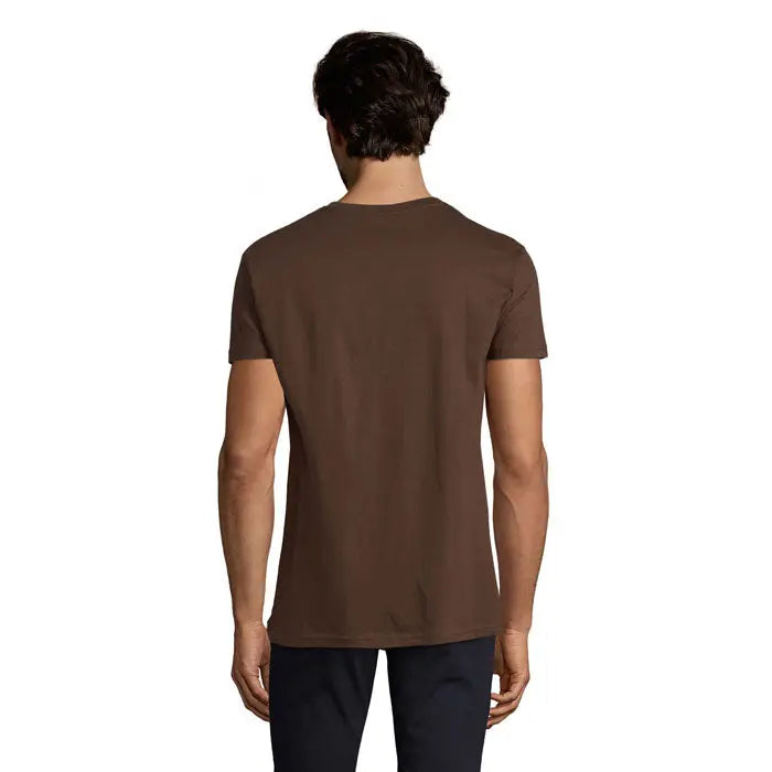 Tricou imperial men 190g maro din bumbac cu decolteu rotund clasic si maneci scurte