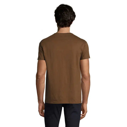 Tricou imperial men maro din bumbac 190g cu guler rotund clasic si maneci scurte