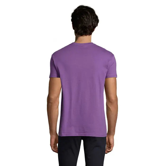 Tricou imperial men 190g mov din bumbac cu guler rotund clasic si maneci scurte