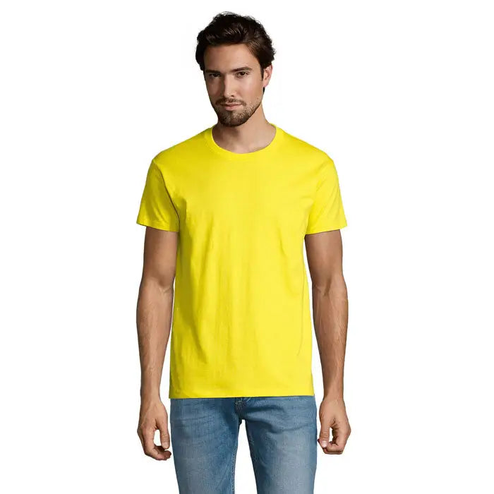 Tricou imperial men 190g galben luminos din bumbac moale cu guler rotund pentru uz casual