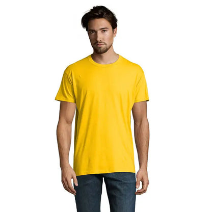 Tricou imperial men 190g bărbătesc galben deschis din bumbac moale cu guler rotund