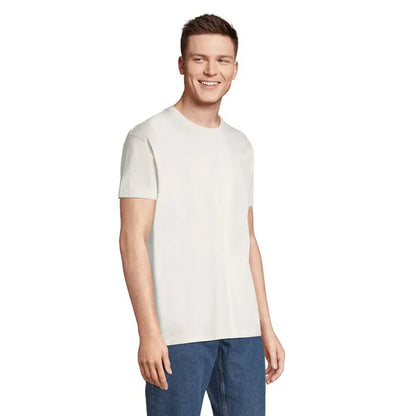 Tricou imperial men 190g alb crem cu mâneci scurte și design minimalist neted pentru bărbați