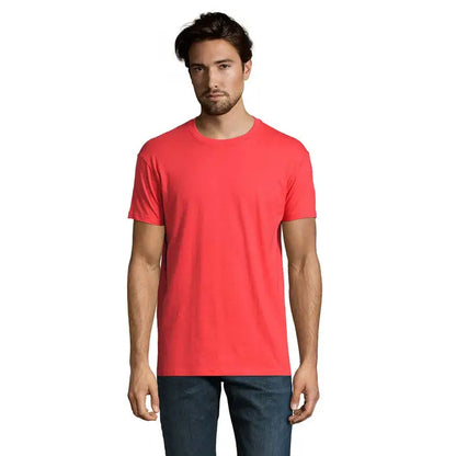 Tricou imperial men 190g coral vibrant din bumbac moale cu mânecă scurtă și guler rotund