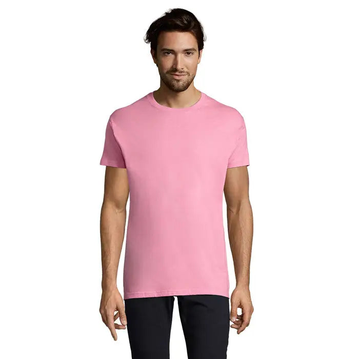 Tricou imperial men 190g roz deschis din bumbac neted cu mâneci scurte și decolteu rotund