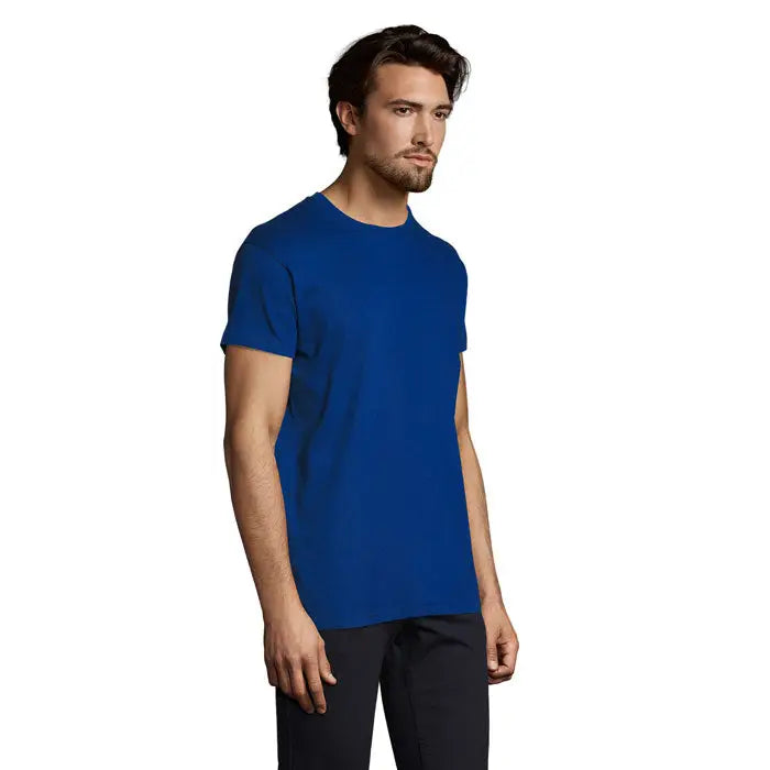 Tricou imperial men 190g albastru regal solid cu mâneci scurte și guler rotund din materiale de calitate