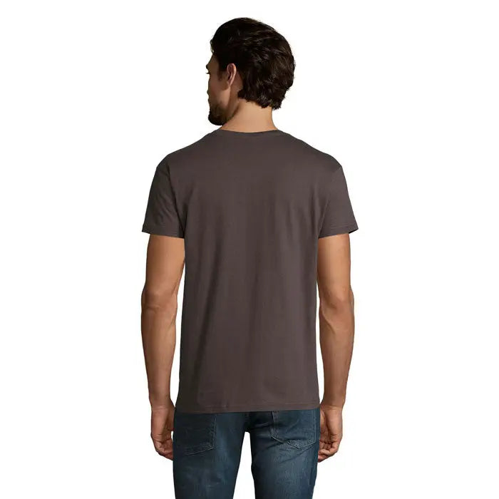 Tricou imperial men 190g gri închis cu mâneci scurte și guler rotund din bumbac moale