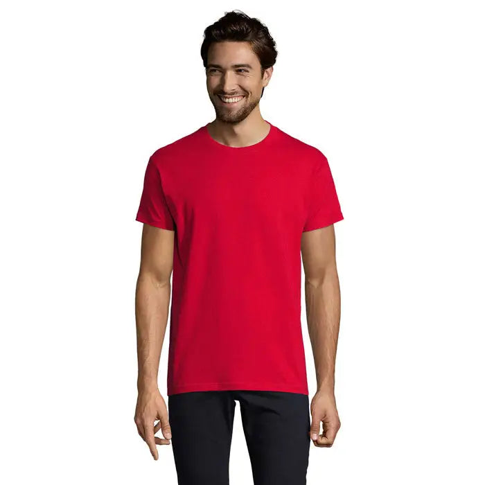 Tricou IMPERIAL MEN 190g rosu vibrant cu maneci scurte din bumbac moale si gat rotund