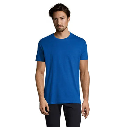 Tricou imperial men 190g albastru regal din bumbac moale cu mâneci scurte și guler rotund