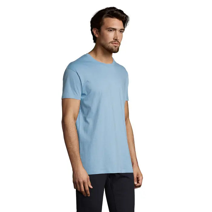 Tricou imperial men 190g albastru deschis din bumbac moale cu mâneci scurte și guler rotund