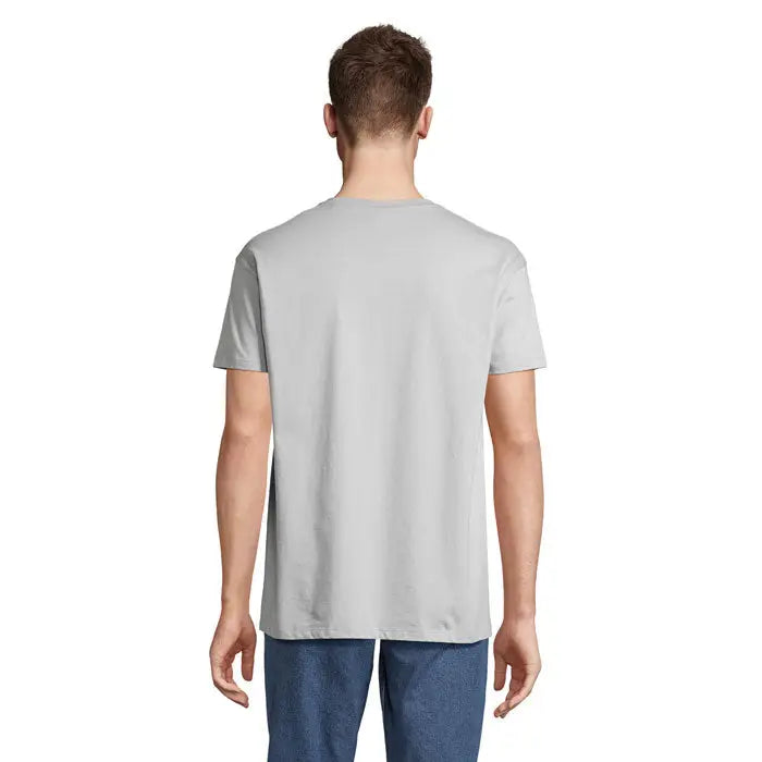 Tricou imperial men 190g bumbac moale gri deschis cu maneci scurte si guler rotund
