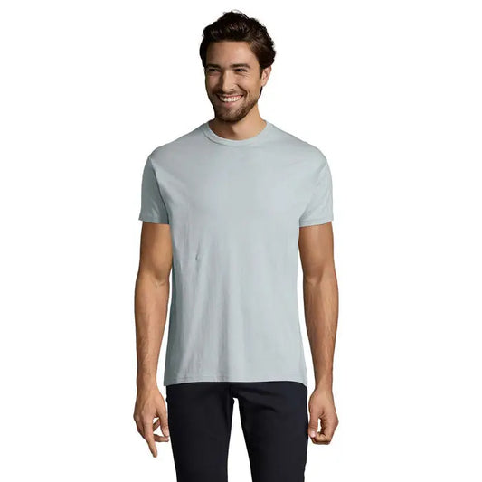 Tricou imperial men 190g albastru deschis cu mânecă scurtă și guler rotund din bumbac moale