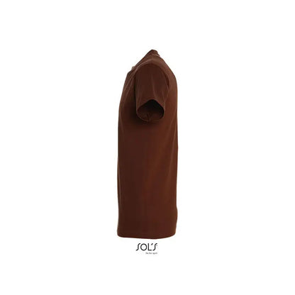 Tricou imperial men 190g maro solid cu mâneci scurte și guler rotund din bumbac moale