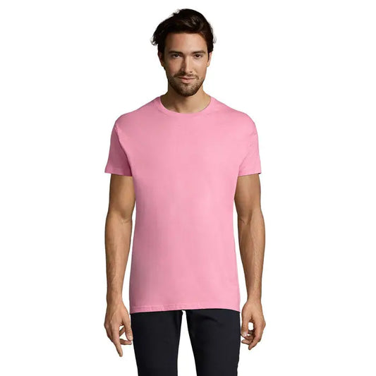 Tricou imperial men 190g roz deschis cu mâneci scurte și guler rotund din bumbac fin neted