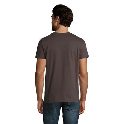 Tricou imperial men 190g gri închis cu mânecă scurtă și guler rotund din bumbac moale