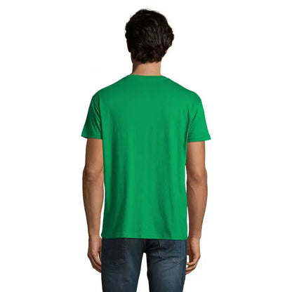 Tricou imperial men 190g verde solid cu mânecă scurtă și guler rotund din bumbac
