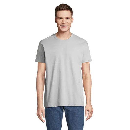 Tricou imperial men 190g gri deschis din bumbac moale cu mânecă scurtă și guler rotund