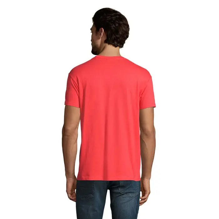 Tricou imperial men coral vibrant din bumbac moale cu mânecă scurtă și decolteu rotund, 190g