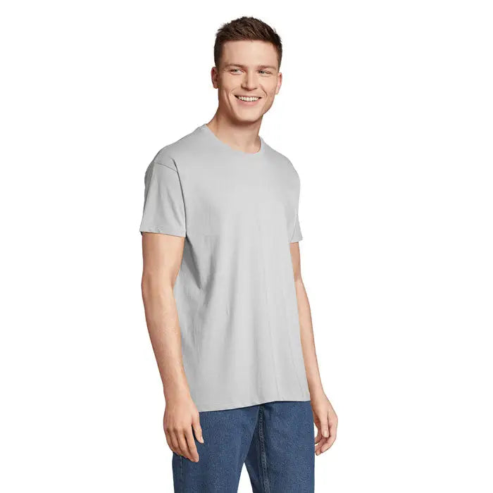 Tricou imperial men 190g gri deschis cu mâneci scurte din bumbac moale și guler rotund