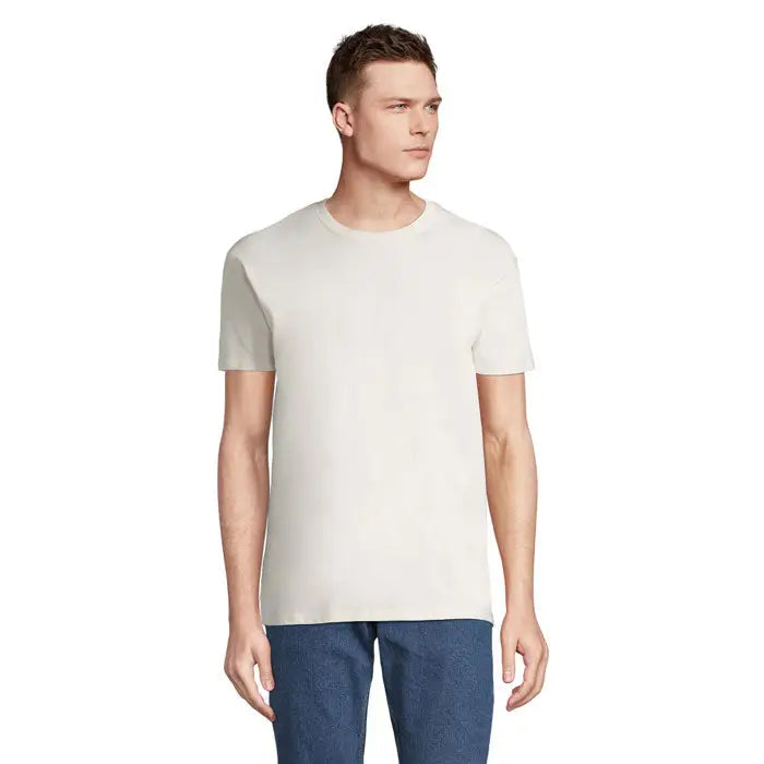 Tricou IMPERIAL MEN 190g alb crem minimalist cu textură moale și linii clare, decolteu rotund
