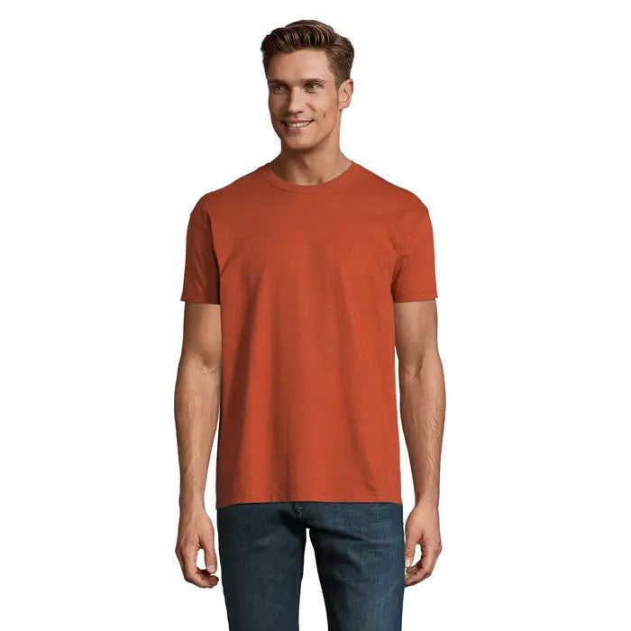 Tricou imperial men 190g bărbați solid portocaliu cu guler rotund din bumbac, ideal pentru uz casual