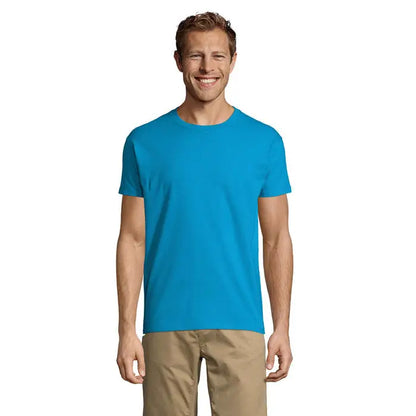 Tricou imperial men 190g în culoare turcoaz vibrant din bumbac moale cu guler rotund