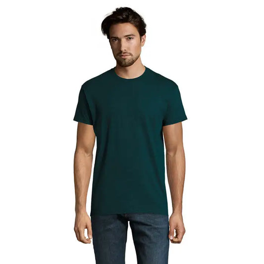 Tricou imperial men 190g verde închis cu decolteu la baza gâtului din bumbac, pentru bărbați
