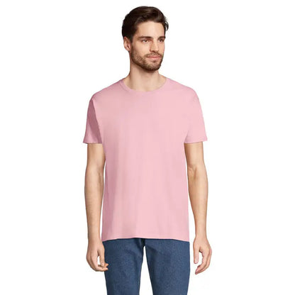 Tricou imperial men 190g roz deschis din bumbac simplu cu gat rotund clasic si maneci scurte